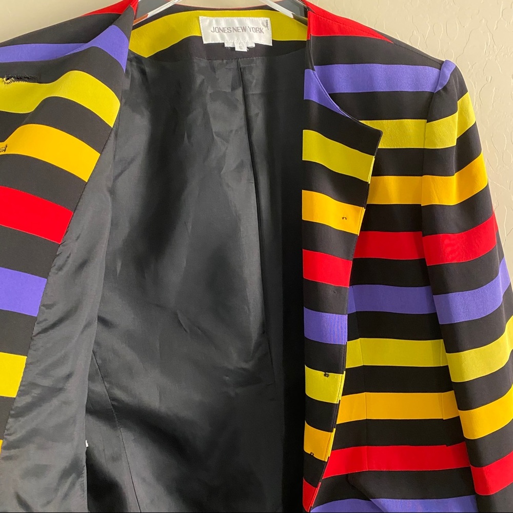 Vtg Multi Color Striped Blazer Jones NY Sz 6 - Picture 9 of 10